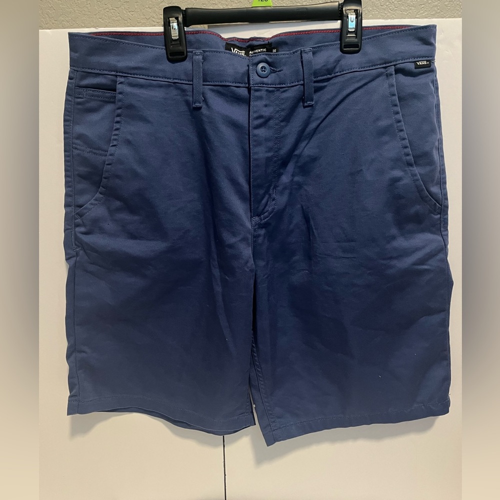 Vans Men”s Authentic Chino Blue with Red Stitching Dress Shirts Size 36